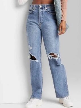 Wild Fable Ripped High-Waist Straight Jeans